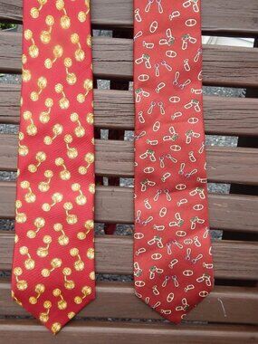 Vintage GUCCI Made in Italy Set of 2 100% Silk Mens Neckties Necktie Neck Tie